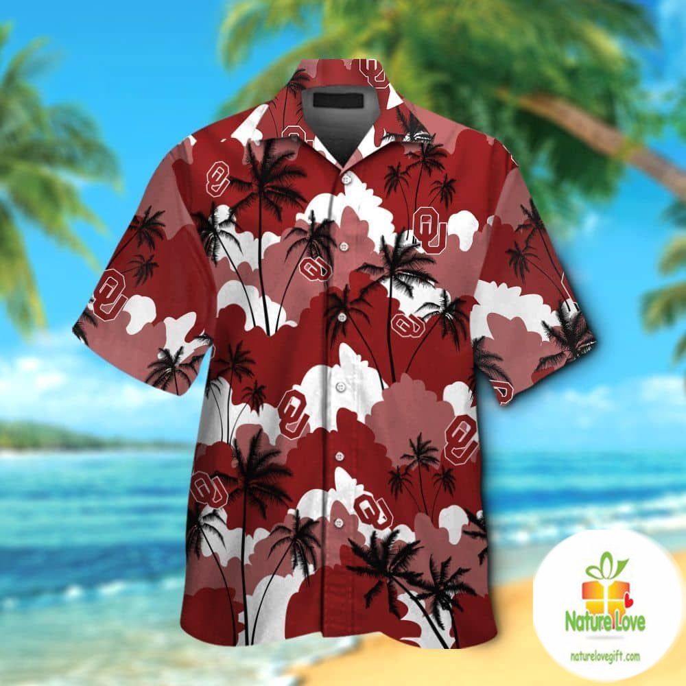 Oklahoma Sooners Hawaiian Tropical Button Up Aloha - Adult & Kids T-Shirts, Sweatshirts & Hoodies apparel design preview 1