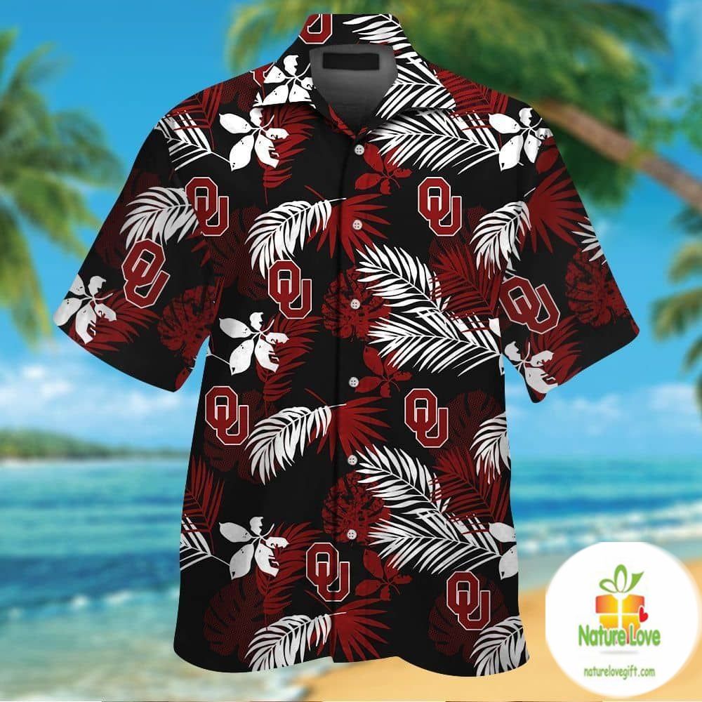 Oklahoma Sooners Hawaiian Tropical Aloha Button Up - Adult & Kids T-Shirts, Sweatshirts & Hoodies apparel design preview 1