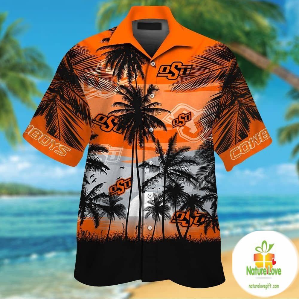Oklahoma State Cowboys Hawaiian Tropical Aloha Button - Adult & Kids T-Shirts, Sweatshirts & Hoodies apparel design preview 1