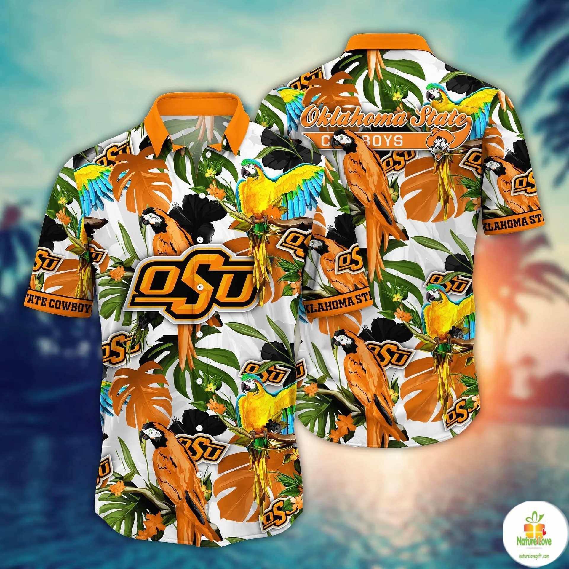 Oklahoma State Cowboys NCAA Hawaiian Midsummertime - Adult & Kids T-Shirts, Sweatshirts & Hoodies apparel design preview 1