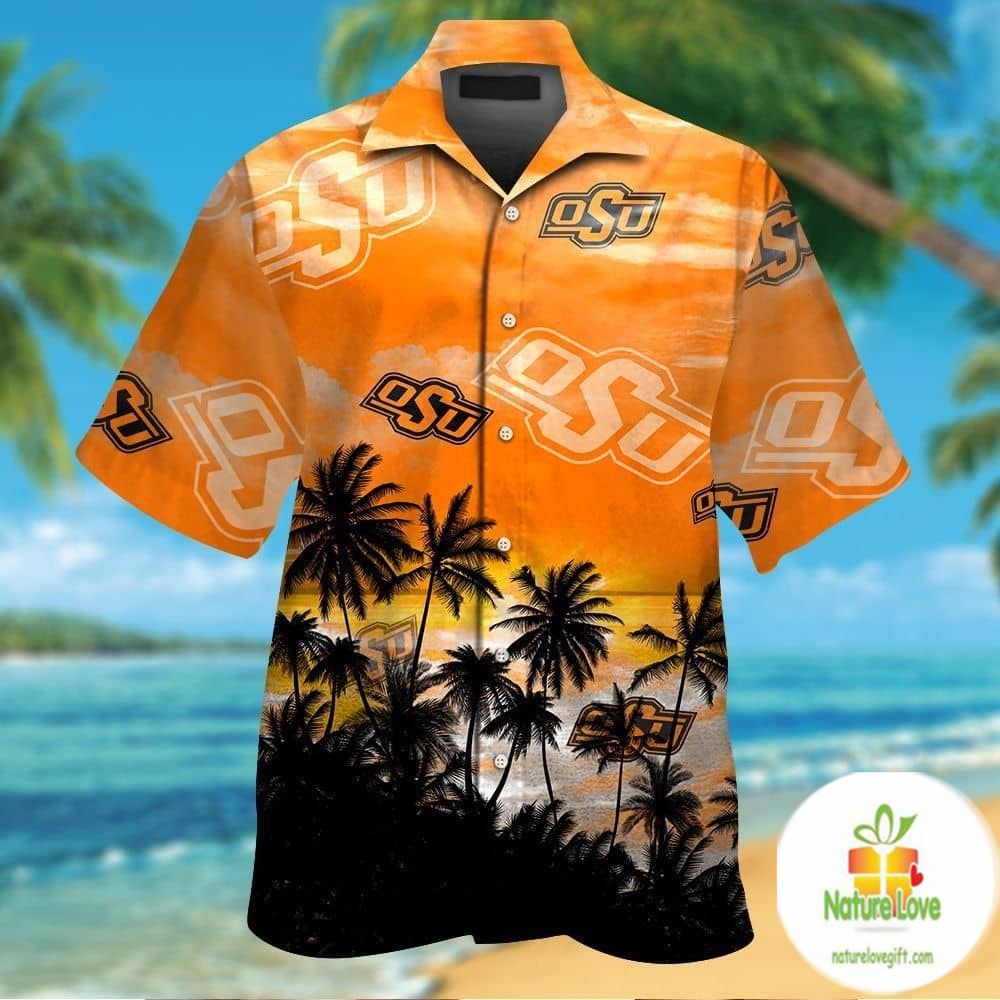 Oklahoma State Cowboys Hawaiian Tropical Aloha Button - Adult & Kids T-Shirts, Sweatshirts & Hoodies apparel design preview 1