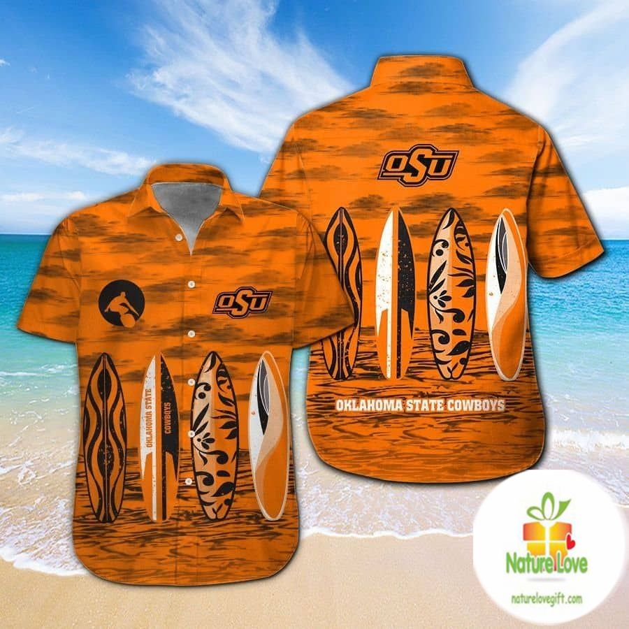 Oklahoma State Cowboys Hawaiian Tropical Aloha Button - Adult & Kids T-Shirts, Sweatshirts & Hoodies apparel design preview 1