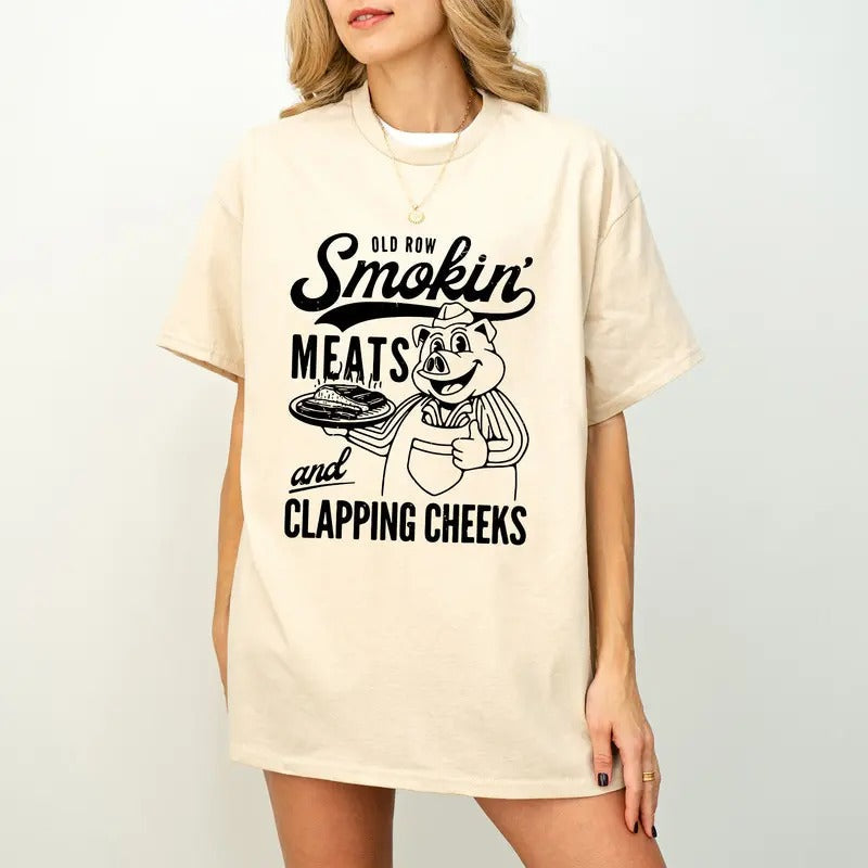 Old Row Smokin' Meats Clapping Cheeks Summer Cookout - Adult & Kids T-Shirts, Sweatshirts & Hoodies apparel design preview 1