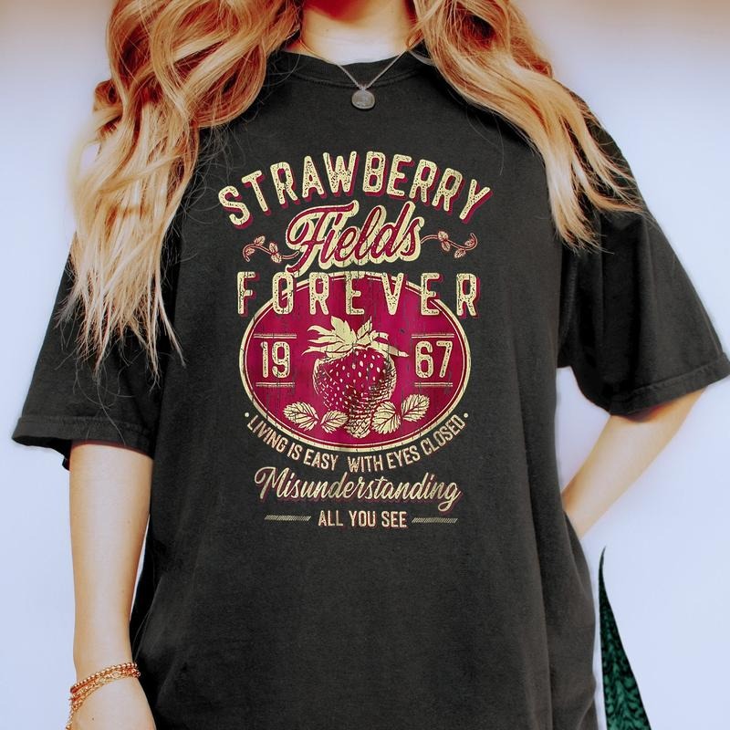 Old School Band Retro Beatle Strawberry Fields Rock - Adult & Kids T-Shirts, Sweatshirts & Hoodies apparel design preview 1