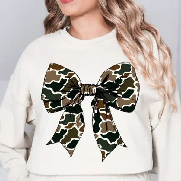 Old School Camo Bow Sweat Gildan Super Soft - Adult & Kids T-Shirts, Sweatshirts & Hoodies apparel design preview 1