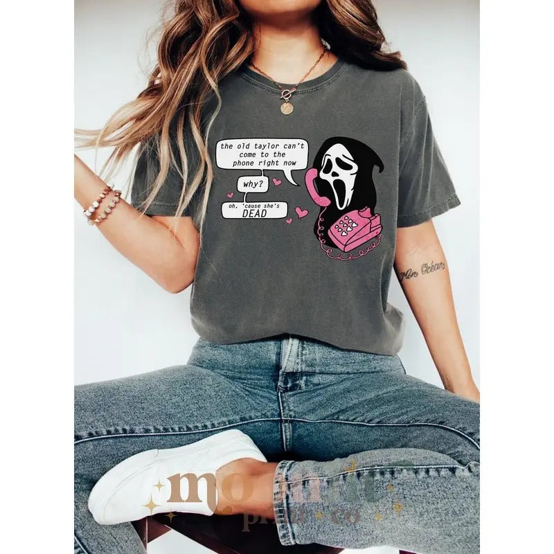 Old Taylor Can'T Come Phone Spooky Ghost Face No You - Adult & Kids T-Shirts, Sweatshirts & Hoodies apparel design preview 1