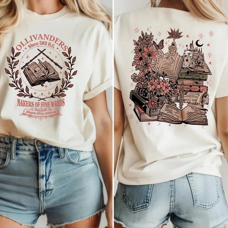 Ollivanders Wand Shop 2 Sides Wizard Book Hp Makers - Adult & Kids T-Shirts, Sweatshirts & Hoodies apparel design preview 1