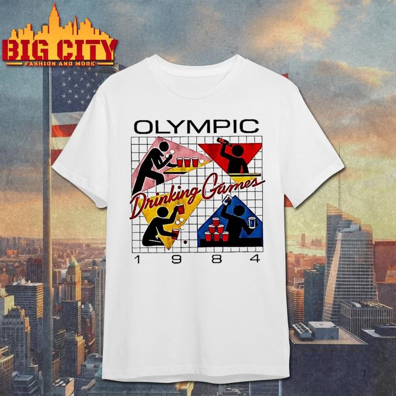 Olympic Drinking Games 1984 Stickman Vintage - Adult & Kids T-Shirts, Sweatshirts & Hoodies apparel design preview 1