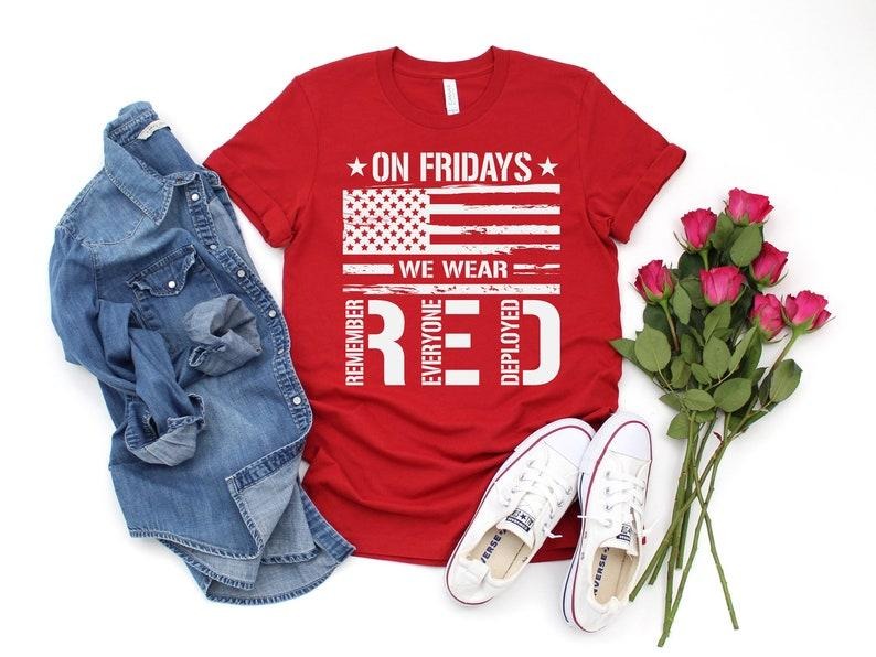 Friday We Red Remember Everyone Deployed American - Adult & Kids T-Shirts, Sweatshirts & Hoodies apparel design preview 1