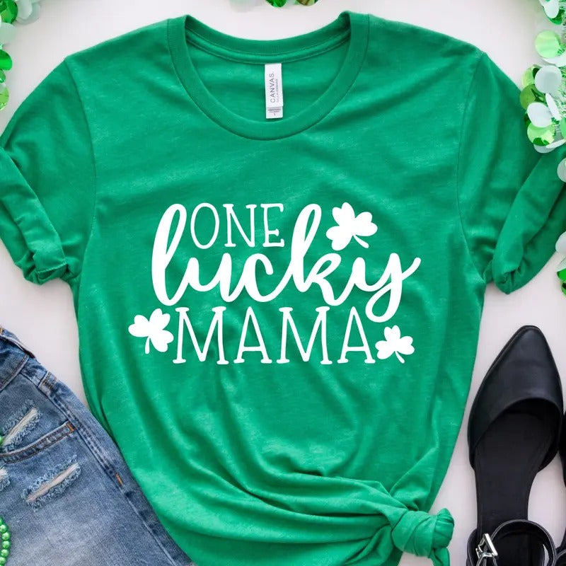 One Lucky Mama Bella Canvas - Adult & Kids T-Shirts, Sweatshirts & Hoodies apparel design preview 1