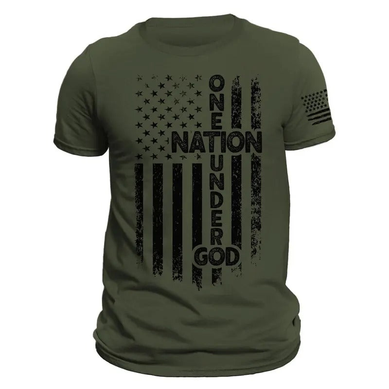 One Nation Under God American Vertical Flag Patriotic - Adult & Kids T-Shirts, Sweatshirts & Hoodies apparel design preview 1