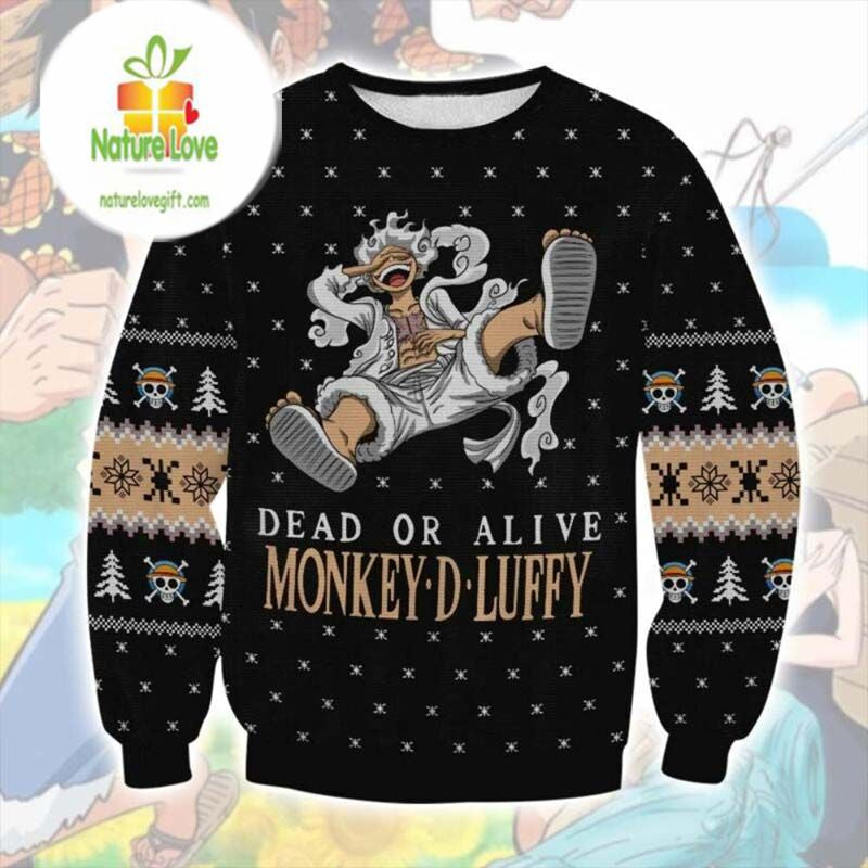 One Piece Dead or Alive Monkey D Luffy One Piece Ugly Christmas Sweater - Holiday Gift product image