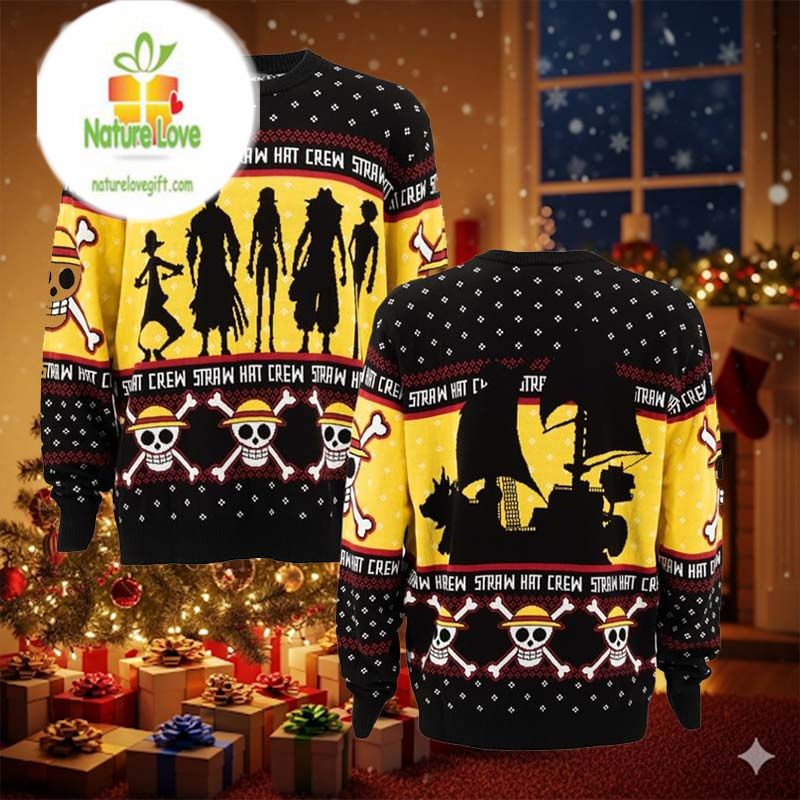 One Piece Straw Hat Crew Shadow Christmas One Piece Ugly Christmas Sweater - Holiday Gift product image