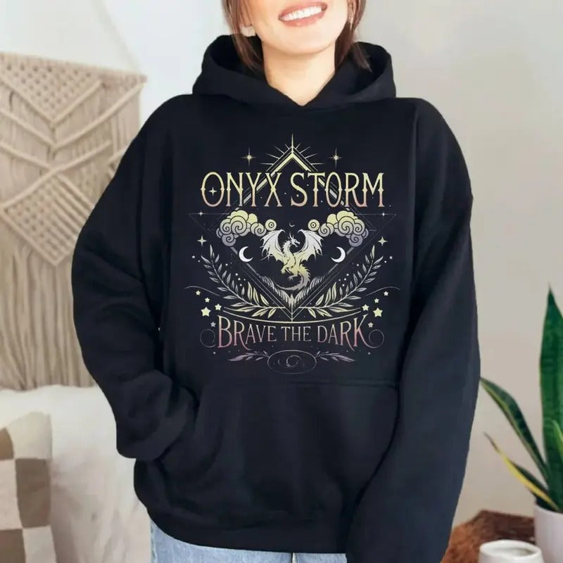 Onyx Storm Brave Dark Book Lovers Fourth Wing - Adult & Kids T-Shirts, Sweatshirts & Hoodies apparel design preview 1