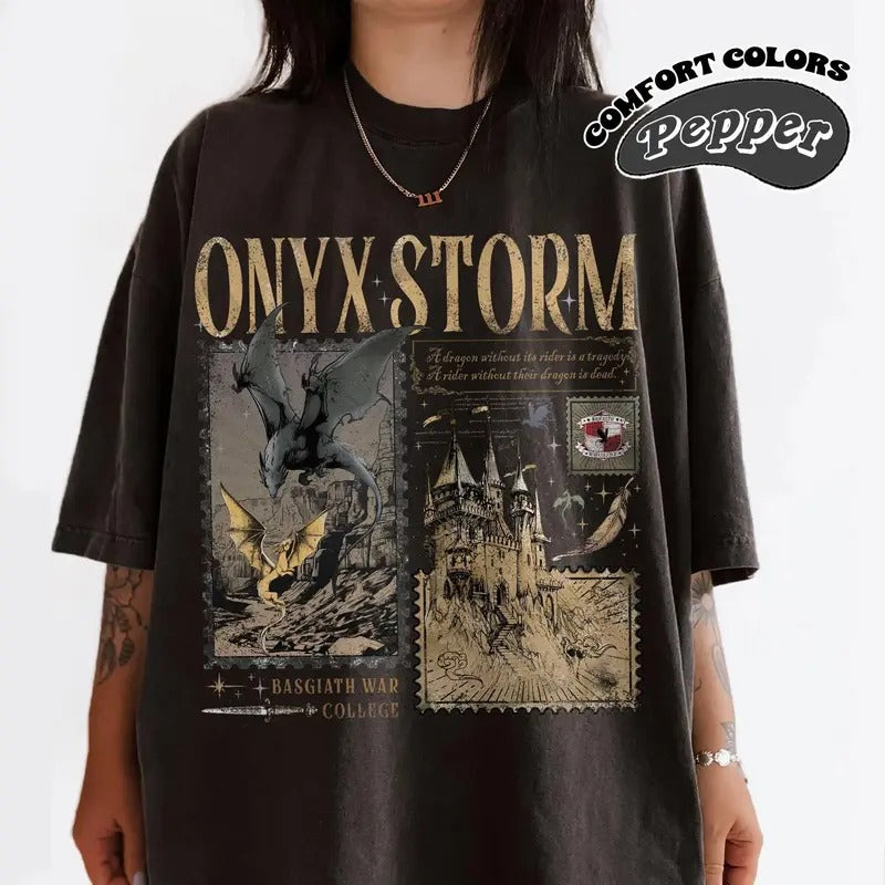 Onyx Storm Comfort Colors Fourth Wing Dragon Rider - Adult & Kids T-Shirts, Sweatshirts & Hoodies apparel design preview 1