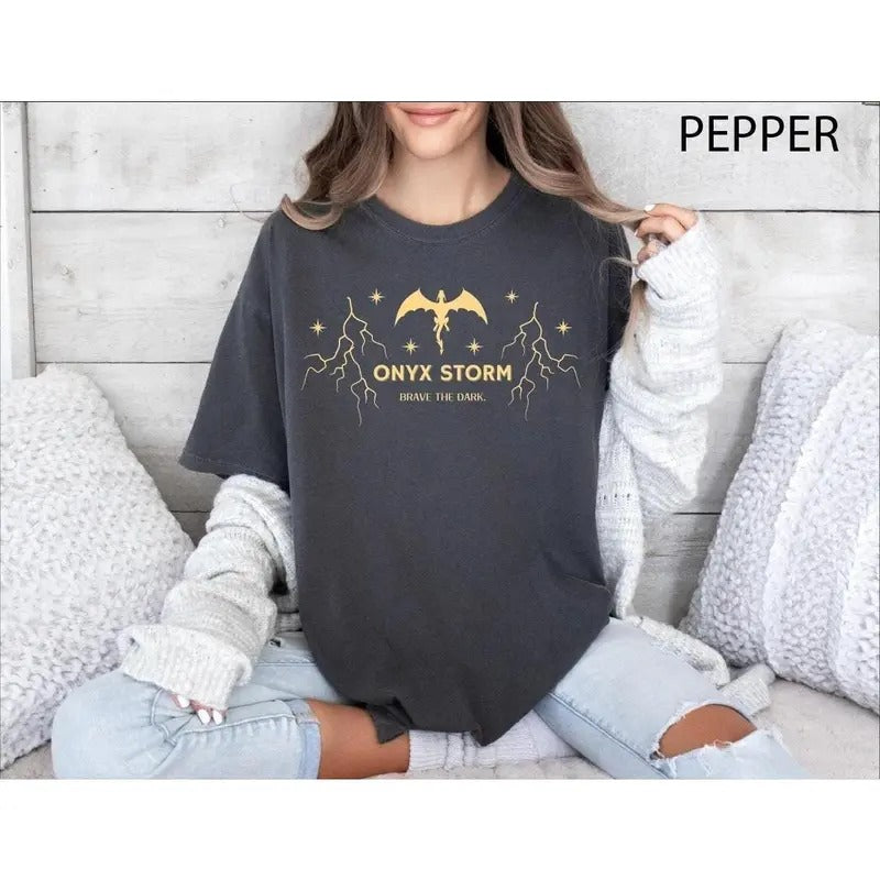 Onyx Storm Brave Dark Dragon Lover Fourth Wing Riders - Adult & Kids T-Shirts, Sweatshirts & Hoodies apparel design preview 1