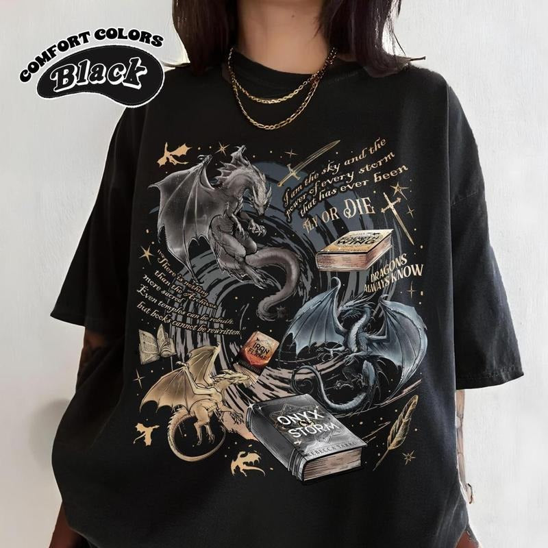 Onyx Storm Fourth Wing Dragon Rider Bookish Book - Adult & Kids T-Shirts, Sweatshirts & Hoodies apparel design preview 1