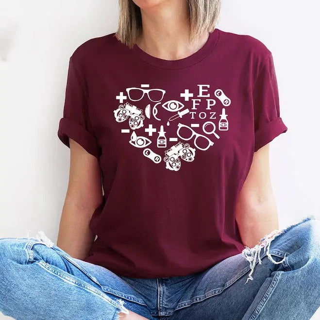Optometry Heart Optician Ophthalmic Tech Eye Doctor - Adult & Kids T-Shirts, Sweatshirts & Hoodies apparel design preview 1