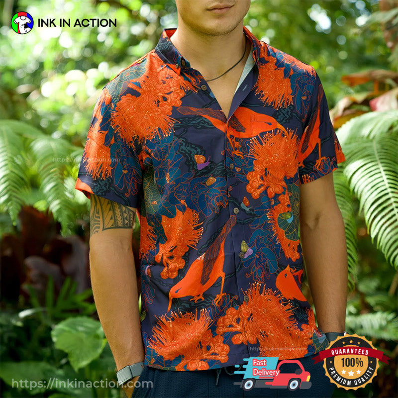 Orange Bird And Flower Art Hawaiian - Adult & Kids T-Shirts, Sweatshirts & Hoodies apparel design preview 1