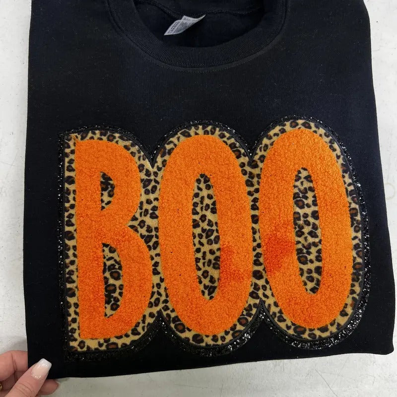 Orange Cheetah BOO Patch - Adult & Kids T-Shirts, Sweatshirts & Hoodies apparel design preview 1