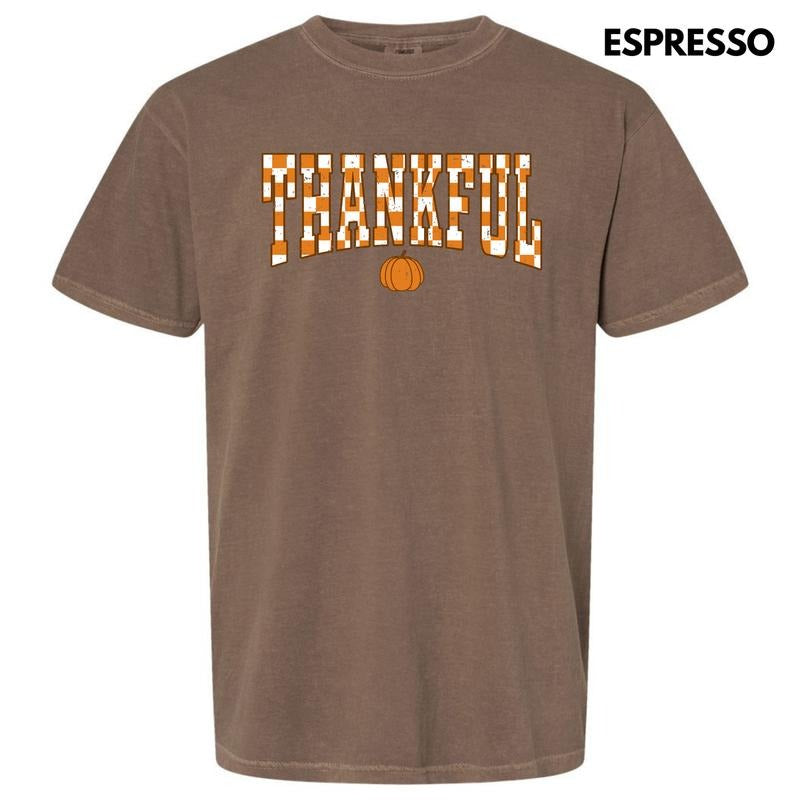 Orange Thankful Checkered Comfort Colors 'NLB' - Adult & Kids T-Shirts, Sweatshirts & Hoodies apparel design preview 1