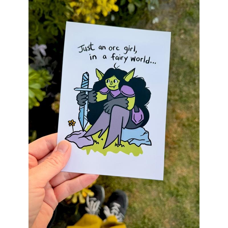 Orc Girl Fairy World Print 5x7 Inkjet Archival Matte - Adult & Kids T-Shirts, Sweatshirts & Hoodies apparel design preview 1