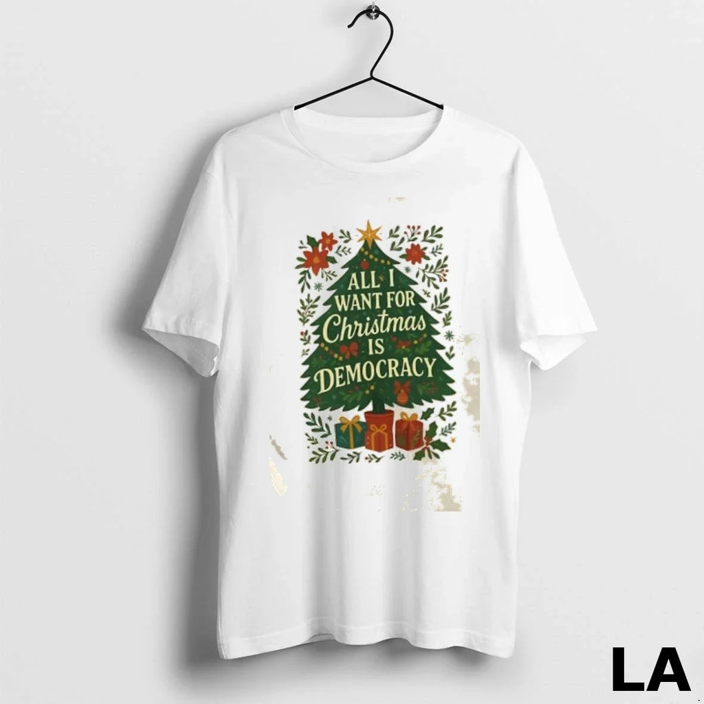 Original All I Want For Christmas Is Democracy Tree - Adult & Kids T-Shirts, Sweatshirts & Hoodies apparel design preview 1