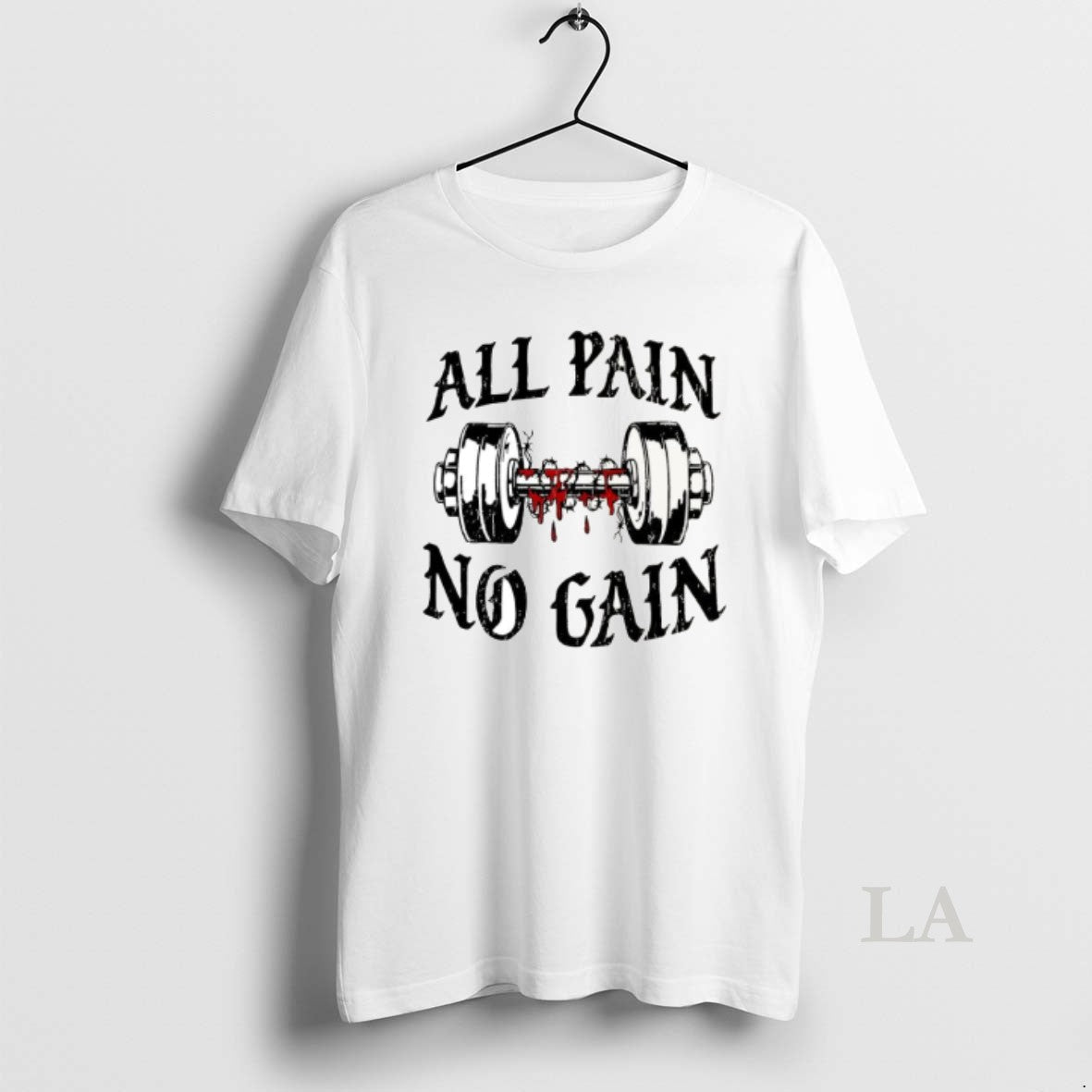 Original All Pain No Gain Barbed Wire Bloody Dumbbell - Adult & Kids T-Shirts, Sweatshirts & Hoodies apparel design preview 1