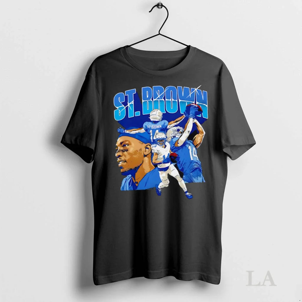 Original Amon Ra St Brown Detroit Collage - Adult & Kids T-Shirts, Sweatshirts & Hoodies apparel design preview 1