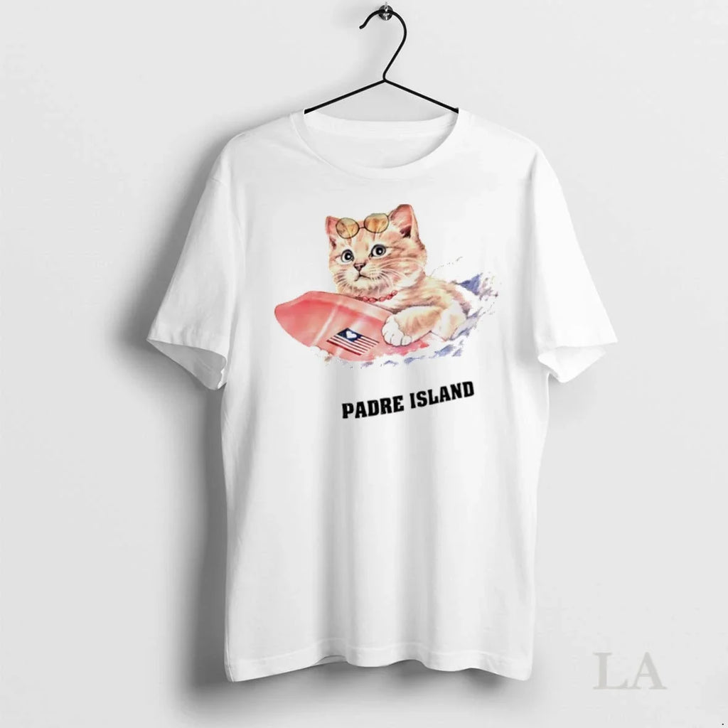 Original Cat Surfing Padre Island - Adult & Kids T-Shirts, Sweatshirts & Hoodies apparel design preview 1