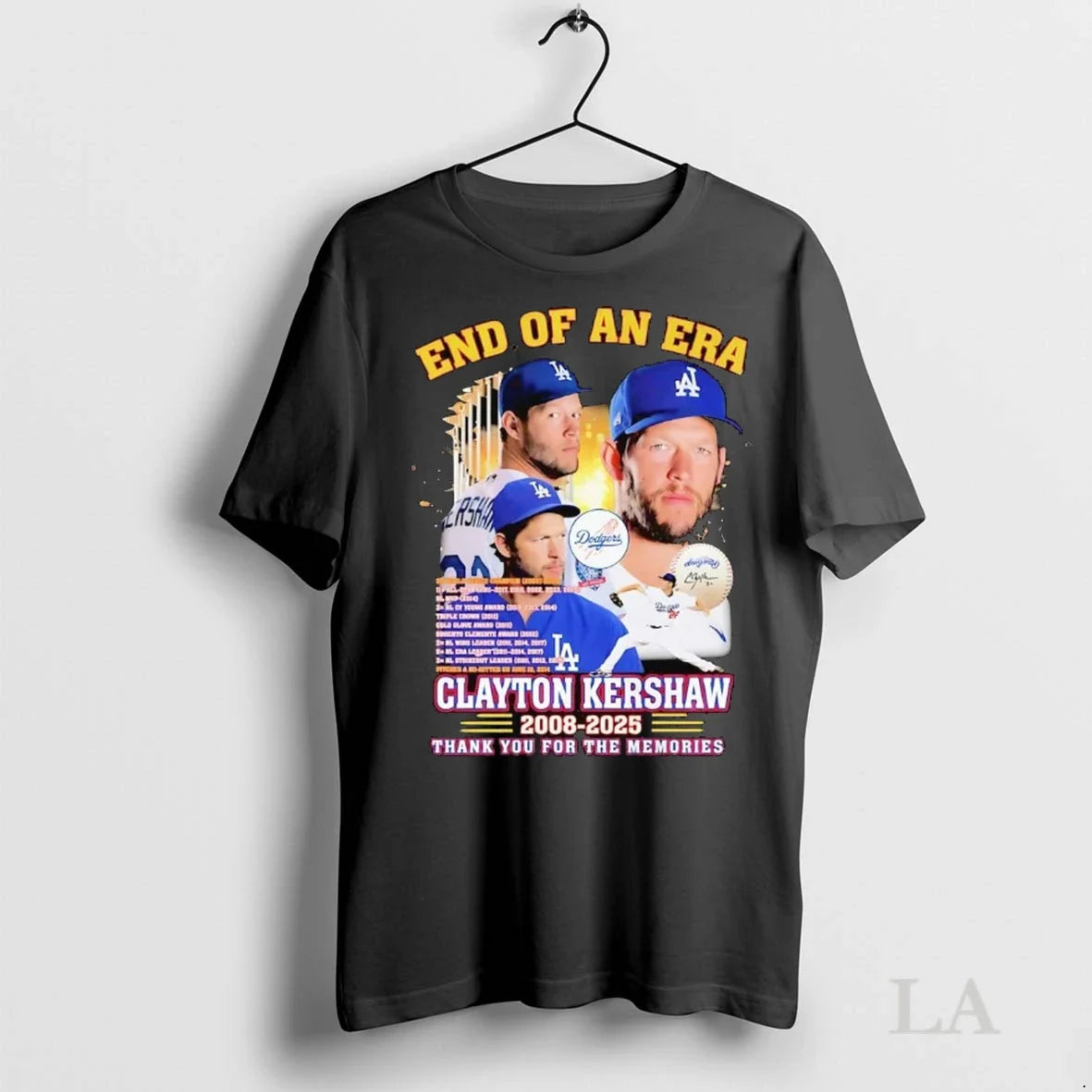 Original Clayton Kershaw End Of An Era 2008 2025 - Adult & Kids T-Shirts, Sweatshirts & Hoodies apparel design preview 1