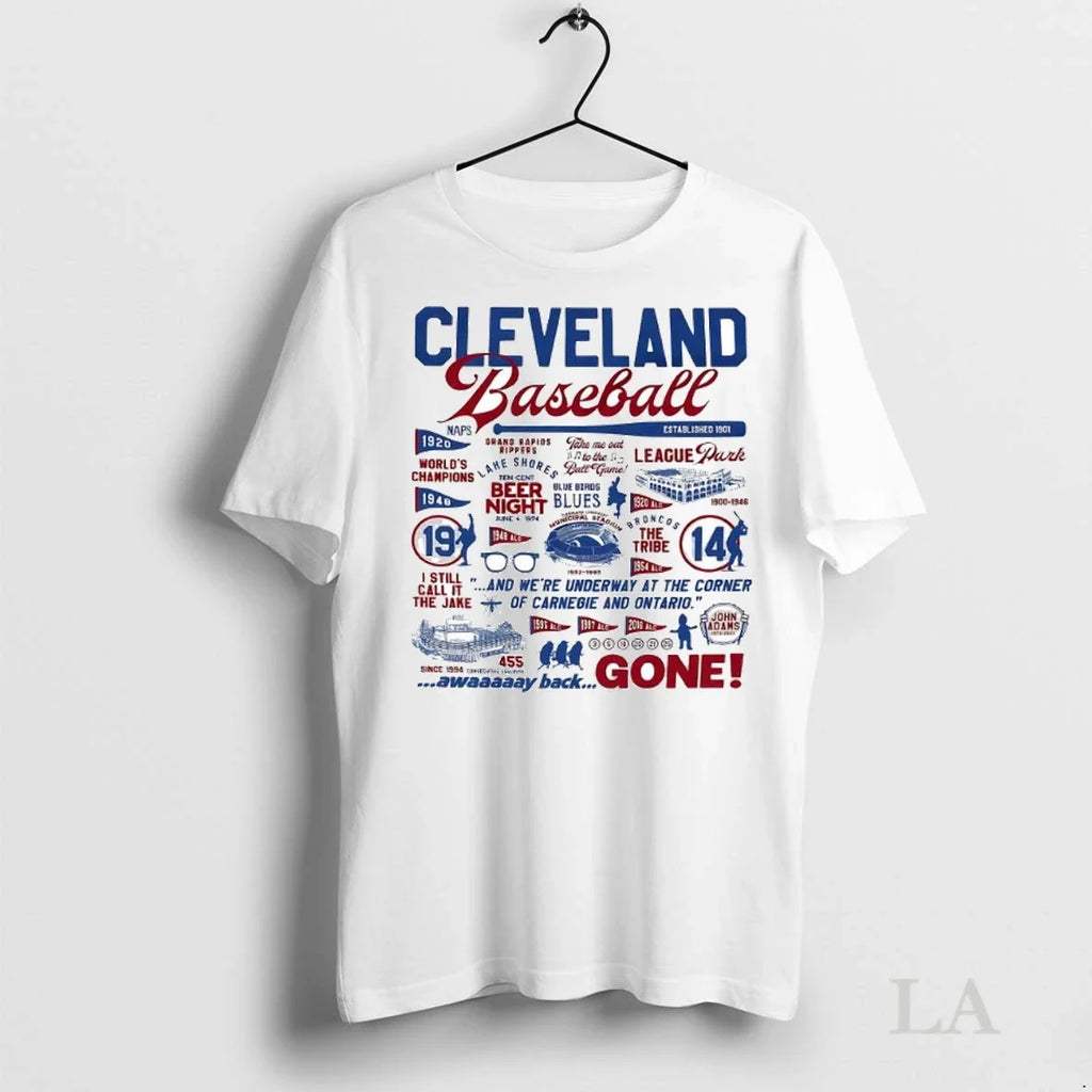 Original Cleveland Baseball History Collage Away Back - Adult & Kids T-Shirts, Sweatshirts & Hoodies apparel design preview 1