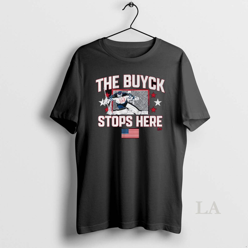 Original Connor Hellebuyck The Buyck Stops Here Long - Adult & Kids T-Shirts, Sweatshirts & Hoodies apparel design preview 1