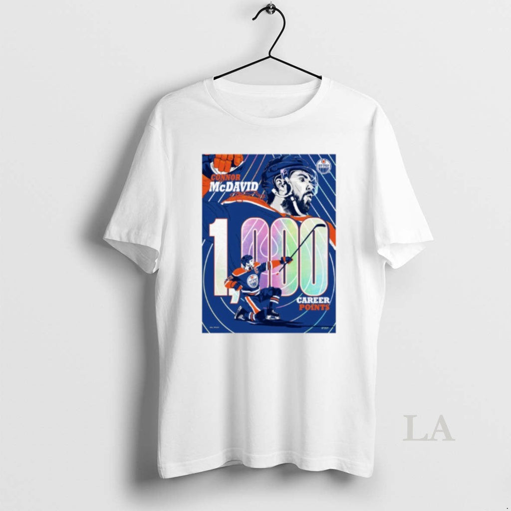 Original Connor Mcdavid Edmonton Oilers 1000 Career - Adult & Kids T-Shirts, Sweatshirts & Hoodies apparel design preview 1