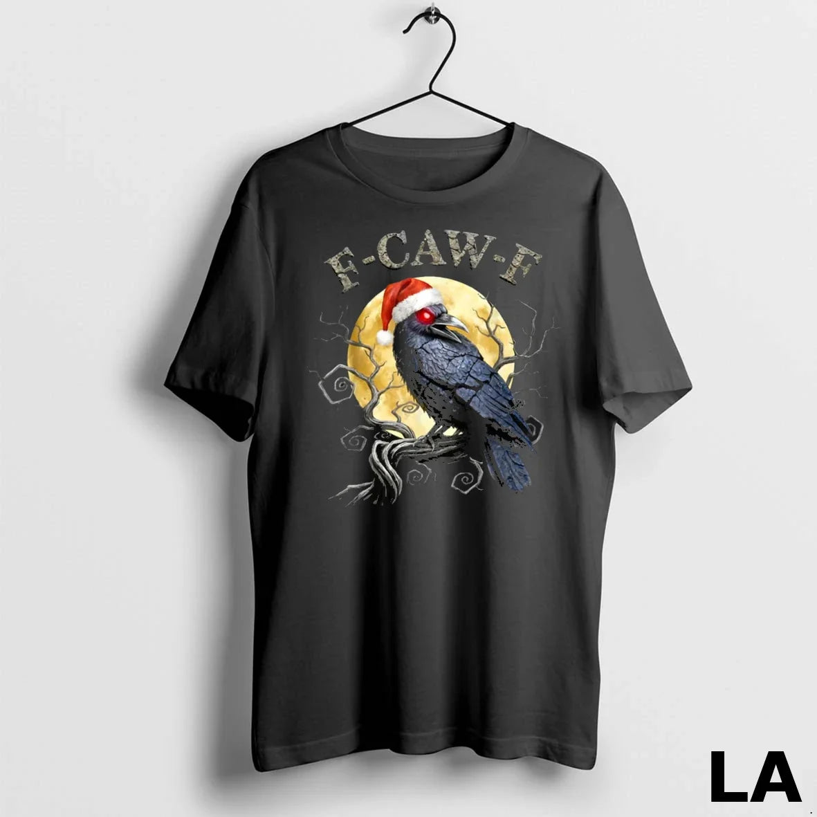Original Crow F Caw Black Bird Gothic Christmas Santa - Adult & Kids T-Shirts, Sweatshirts & Hoodies apparel design preview 1