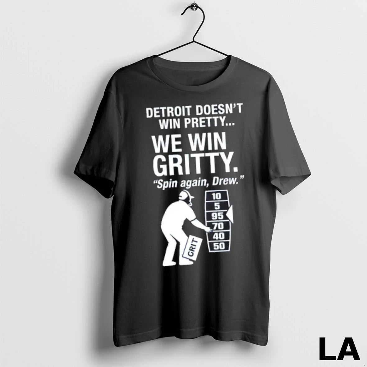 Original Detroit Lions We Win Gritty Spin Again Drew - Adult & Kids T-Shirts, Sweatshirts & Hoodies apparel design preview 1