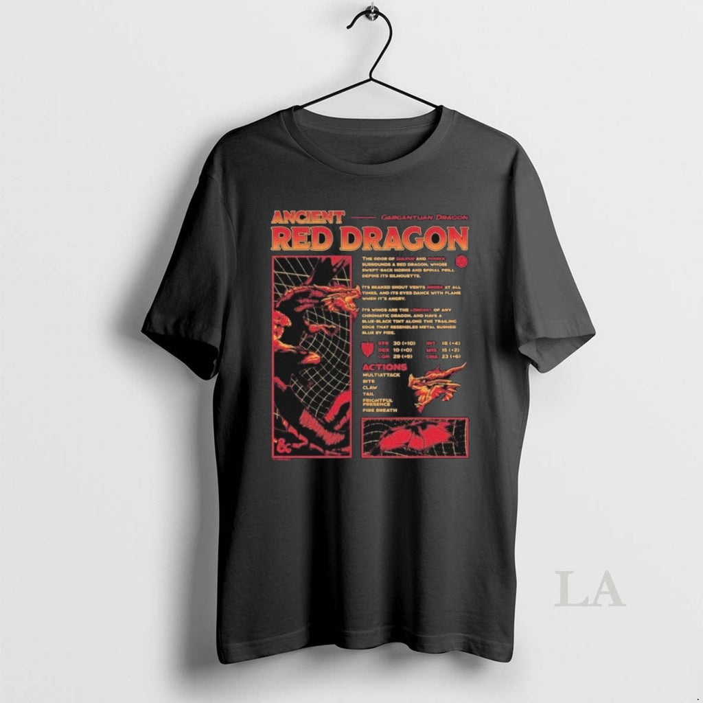 Original Dungeons Dragons Ancient Red Dragon Stats - Adult & Kids T-Shirts, Sweatshirts & Hoodies apparel design preview 1