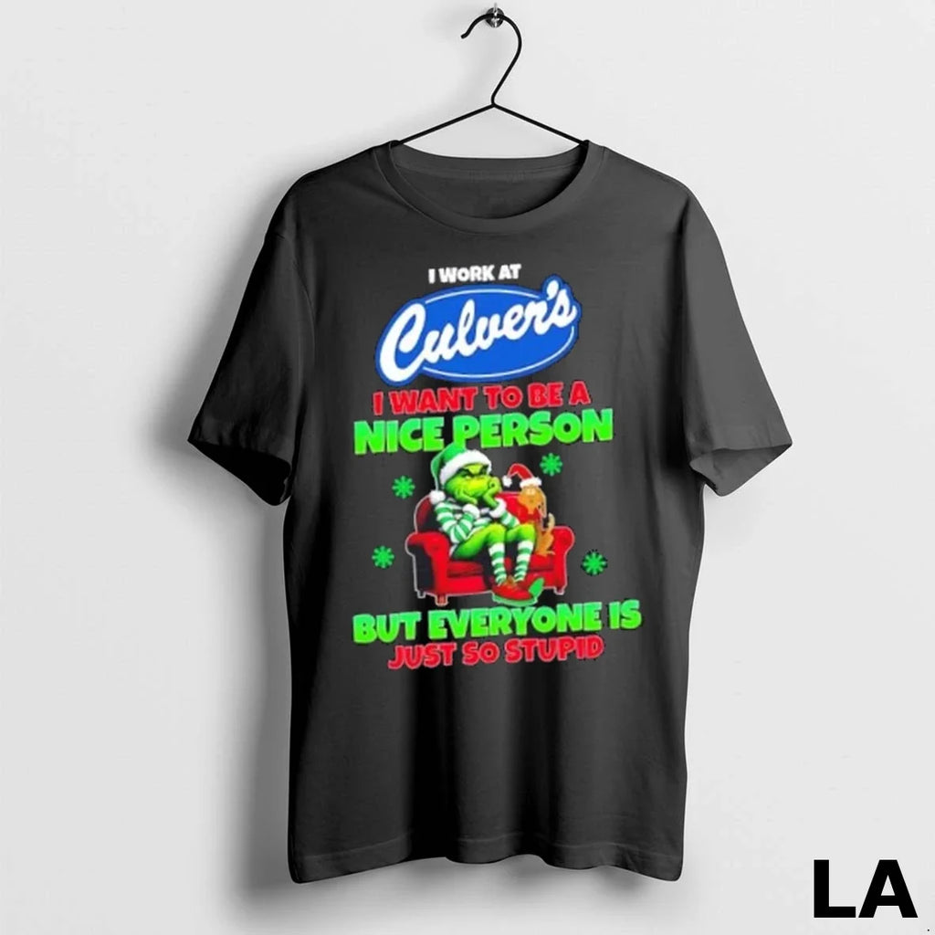 Original Grinch I Work At Culvers Want To Be A Nice - Adult & Kids T-Shirts, Sweatshirts & Hoodies apparel design preview 1