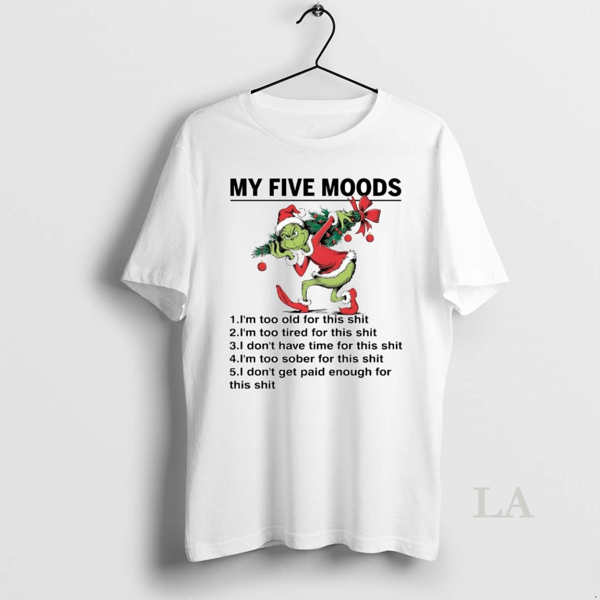 Original Grinch My Five Moods Tree - Adult & Kids T-Shirts, Sweatshirts & Hoodies apparel design preview 1