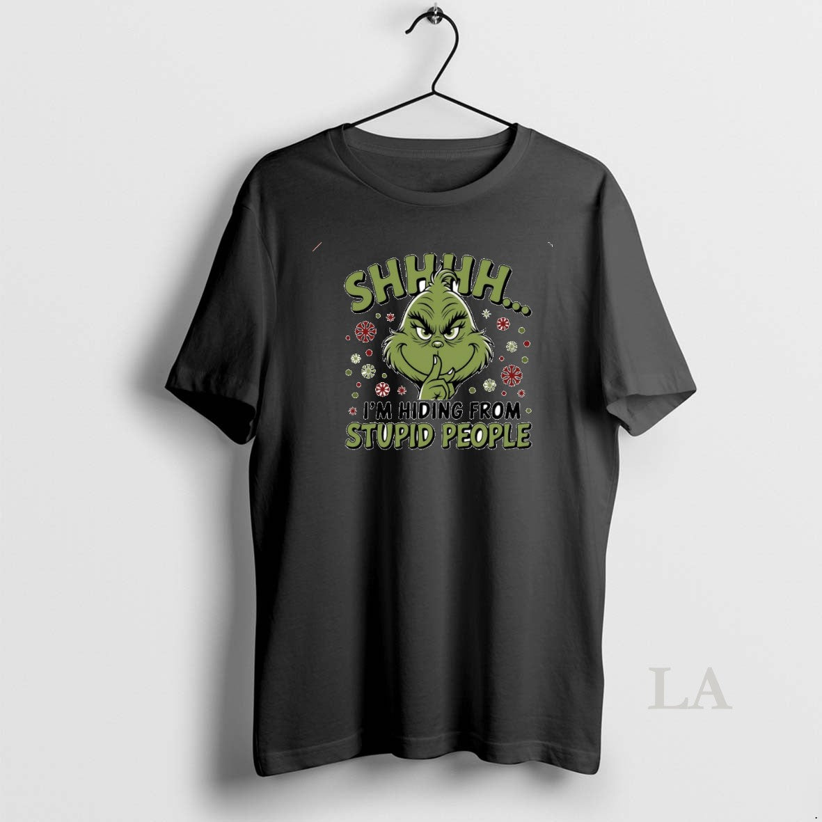 Original Grinch Shhh Im Hiding Stupid People Circle - Adult & Kids T-Shirts, Sweatshirts & Hoodies apparel design preview 1