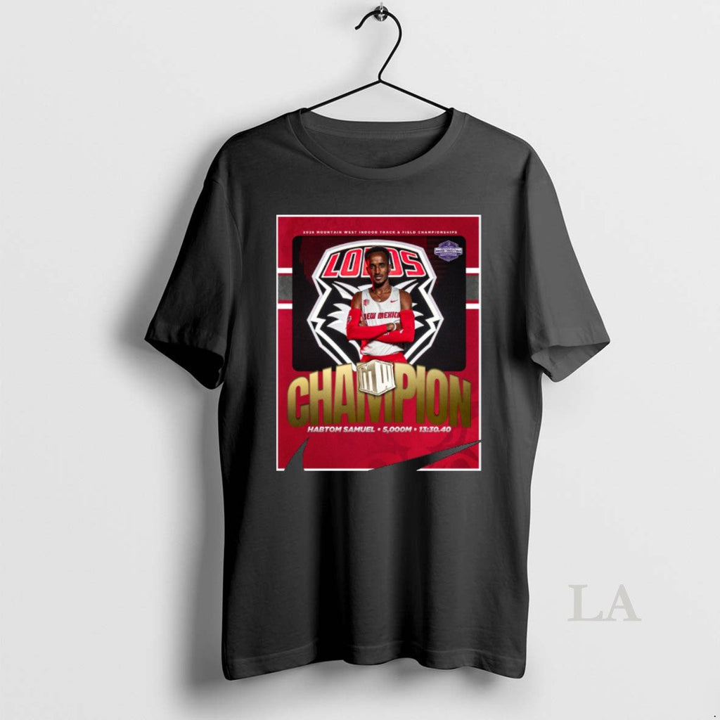 Original Habtom Samuel 5000m Title 2026 Mountain West - Adult & Kids T-Shirts, Sweatshirts & Hoodies apparel design preview 1