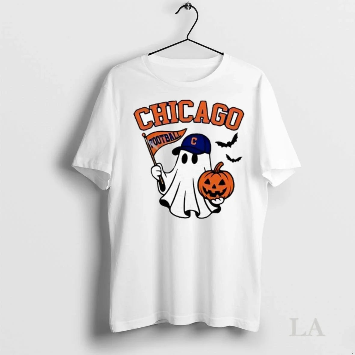 Original Halloween Ghost Chicago Cubs Football Flag - Adult & Kids T-Shirts, Sweatshirts & Hoodies apparel design preview 1