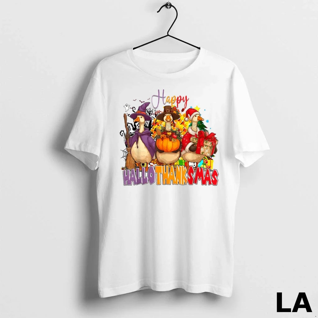 Original Happy Hallothanksmas Goose Halloween - Adult & Kids T-Shirts, Sweatshirts & Hoodies apparel design preview 1