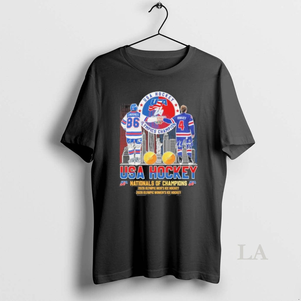 Original Jack Hughes And Caroline Harvey Usa Hockey - Adult & Kids T-Shirts, Sweatshirts & Hoodies apparel design preview 1