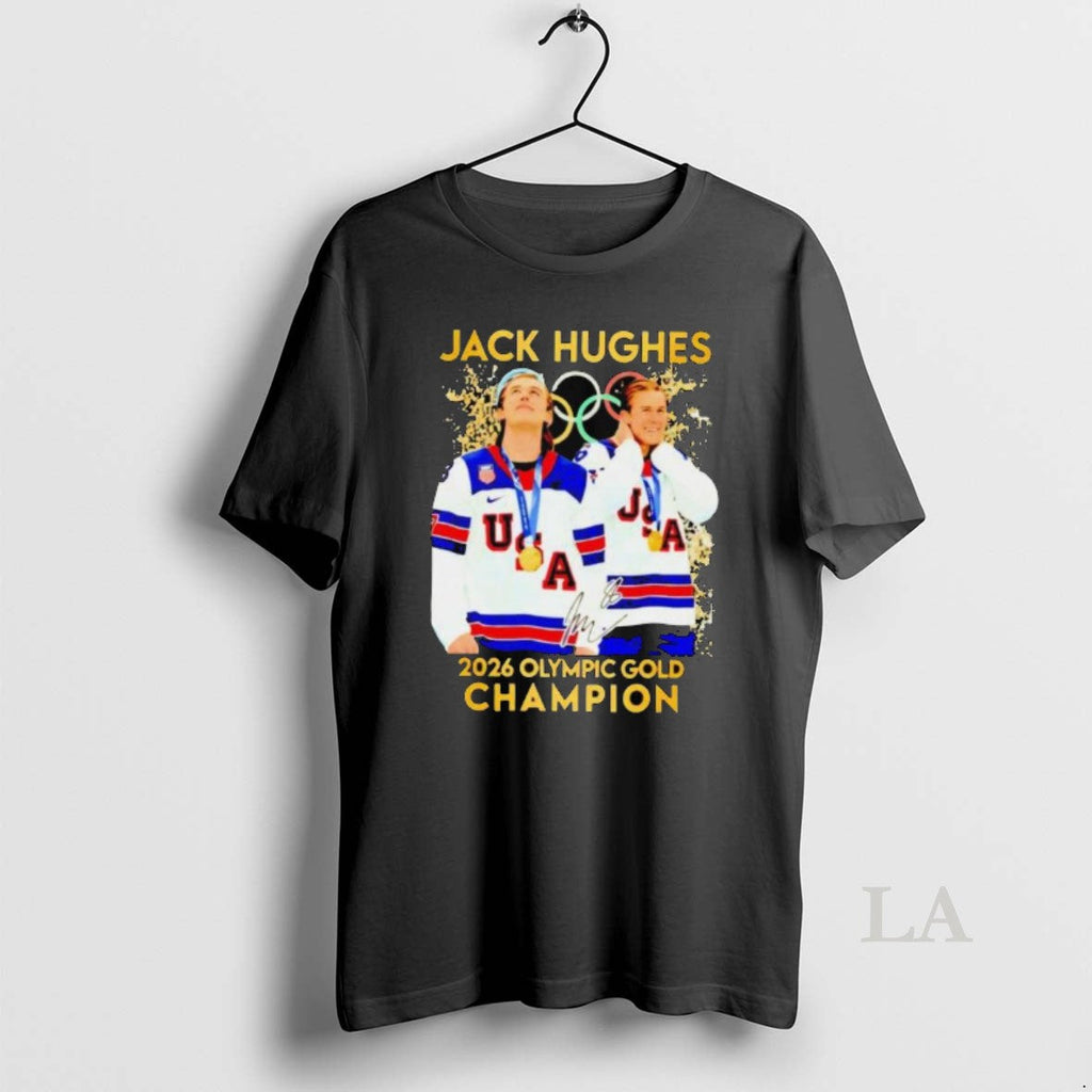 Original Jack Hughes Hero Usa Mens Olympic Hockey - Adult & Kids T-Shirts, Sweatshirts & Hoodies apparel design preview 1