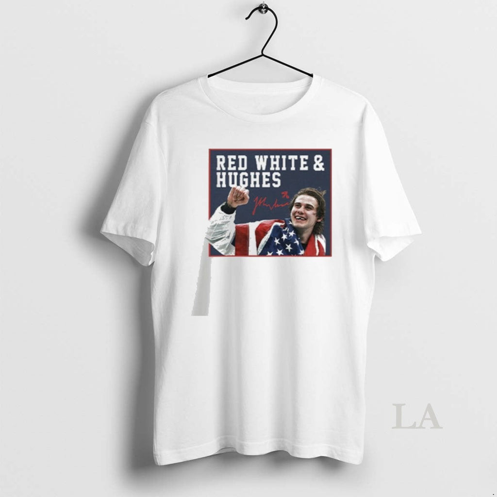 Original Jack Hughes Usa Hockey Golden Goal 2026 Red - Adult & Kids T-Shirts, Sweatshirts & Hoodies apparel design preview 1