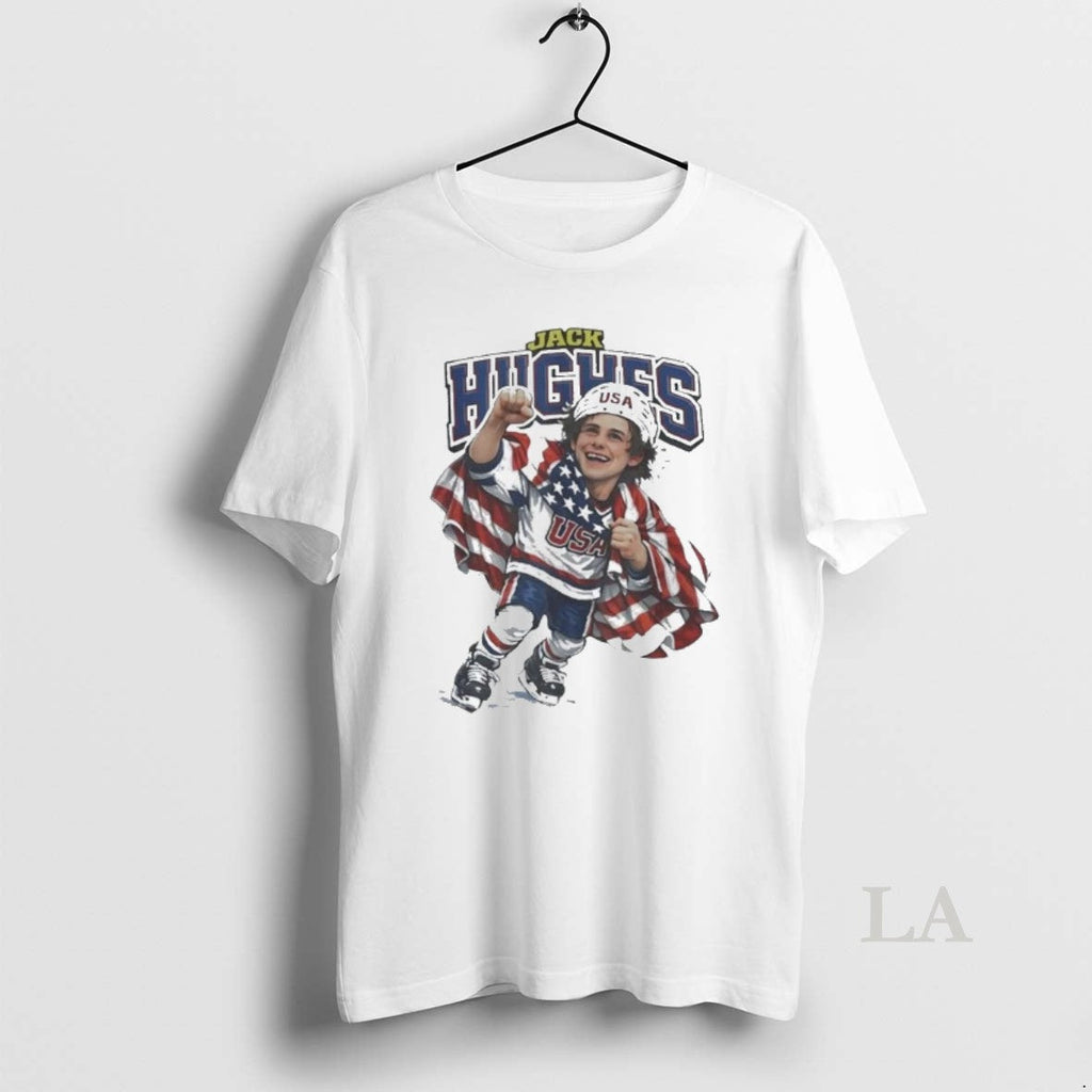 Original Jack Hughes Usa Mens Hockey Caricature - Adult & Kids T-Shirts, Sweatshirts & Hoodies apparel design preview 1