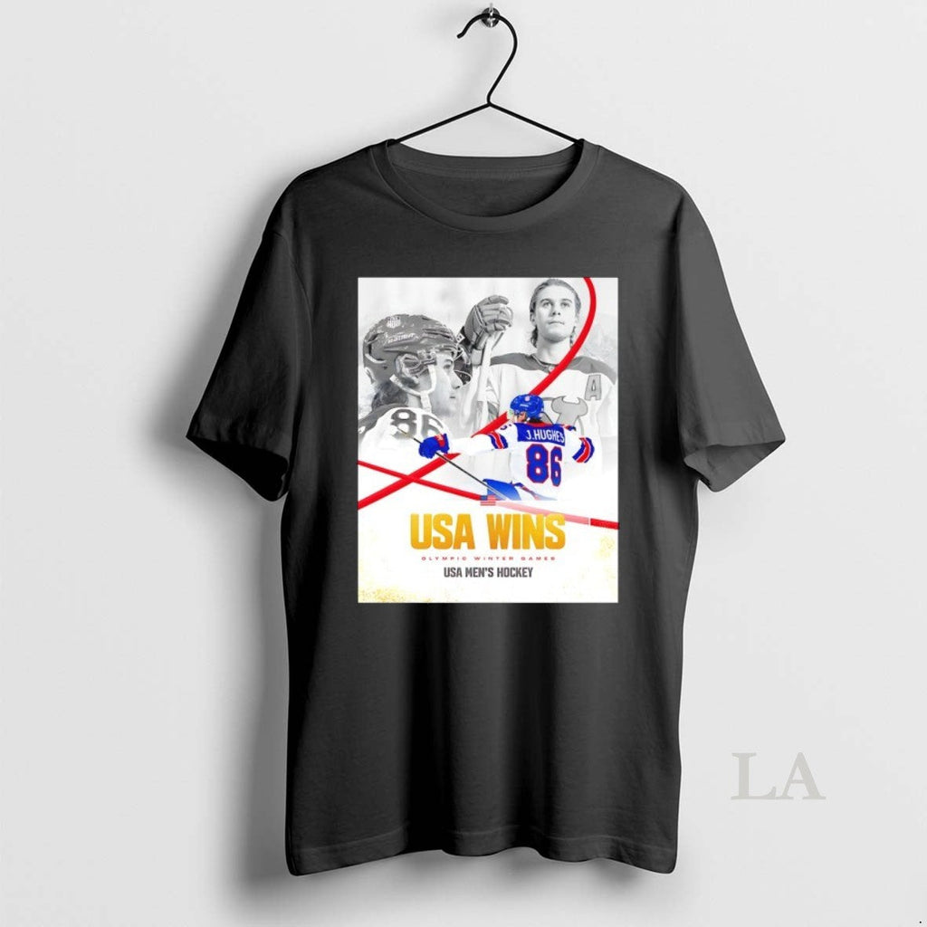 Original Jack Hughes Usa Mens Hockey Win 2026 Olympic - Adult & Kids T-Shirts, Sweatshirts & Hoodies apparel design preview 1