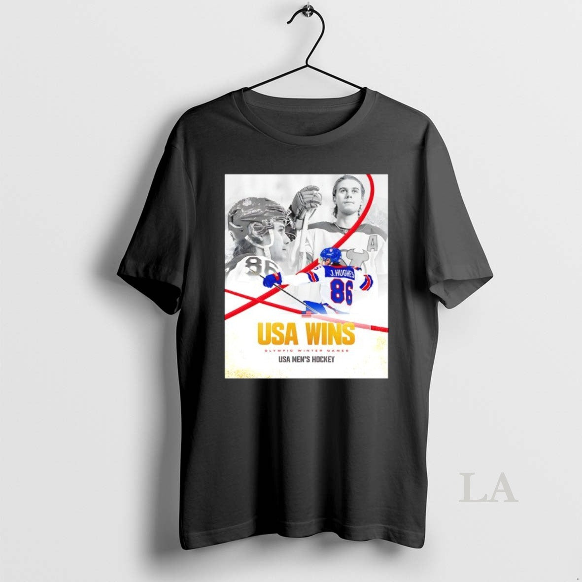 Original Jack Hughes Usa Mens Hockey Win 2026 Olympic - Adult & Kids T-Shirts, Sweatshirts & Hoodies apparel design preview 1