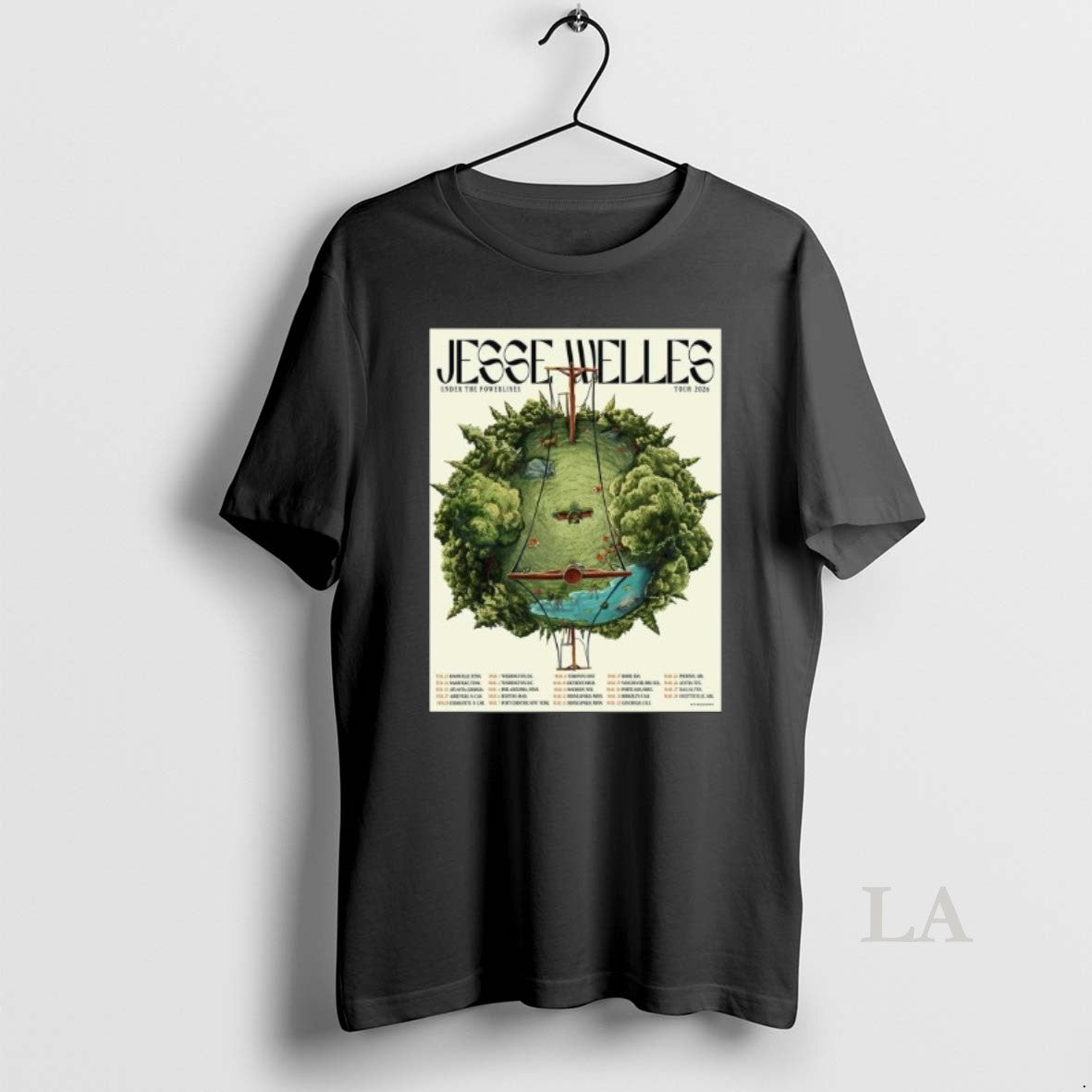 Original Jesse Welles Under The Powerlines Tour 2026 - Adult & Kids T-Shirts, Sweatshirts & Hoodies apparel design preview 1